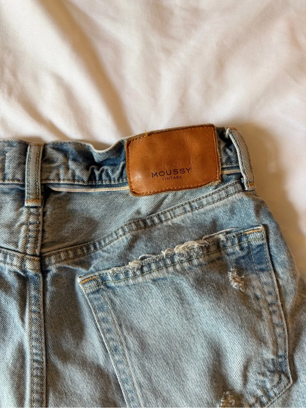 Moussy Vintage Light Blue Distressed Denim Shorts - Women's